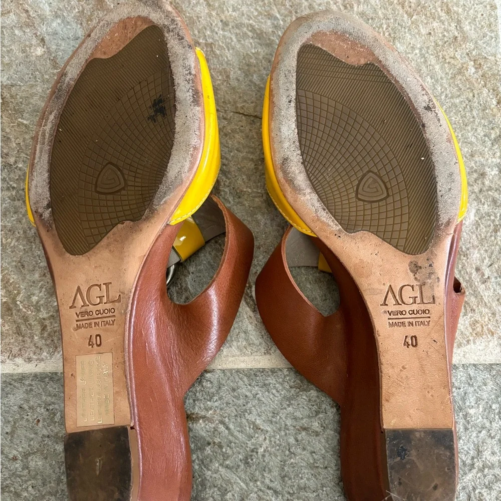 AGL Women’s Yellow Sandals Size 40 attilio giusti leombruni - Picture 4 of 5